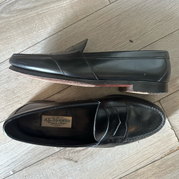 J.L. Coombs Men\'s Shiny Black Leather Slip-On penny loafers main image 7